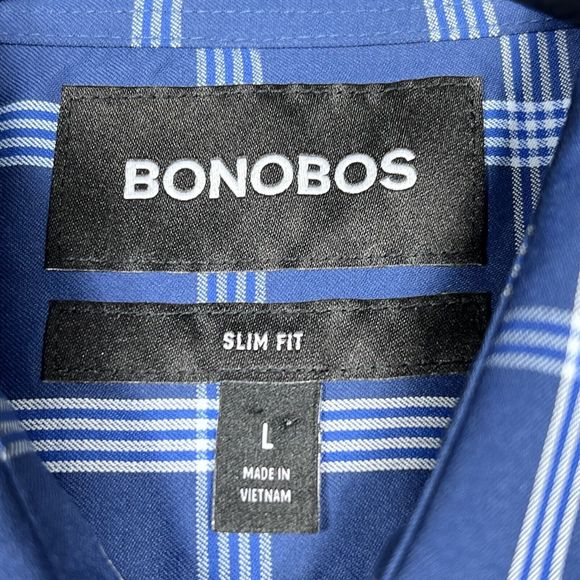 Bonobos Shirt Mens Large Blue Plaid Button Up Slim Fit Long Sleeves Lightweight - Picture 10 of 14